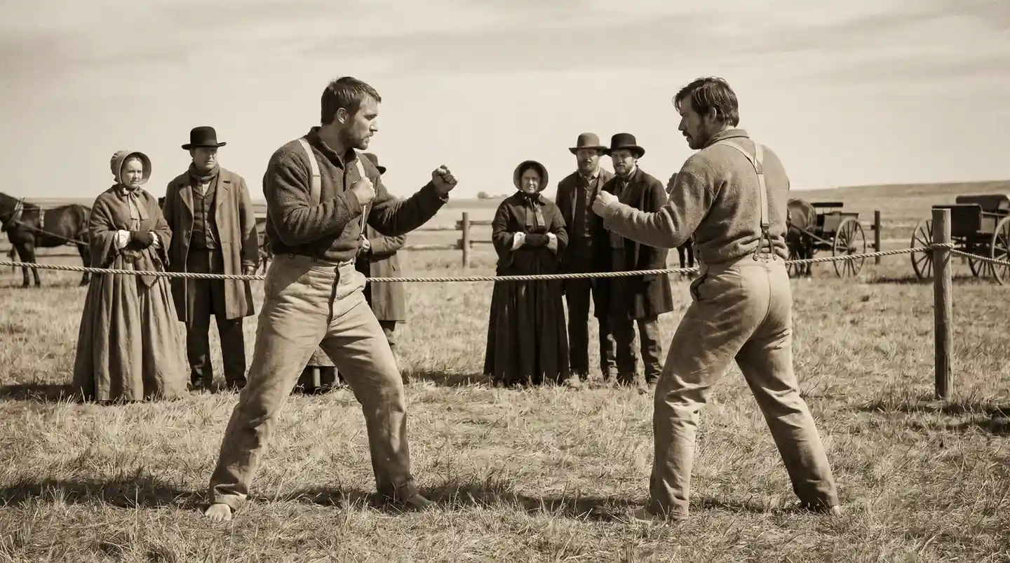 Bare-knuckle мач — историческа сцена от XIX век