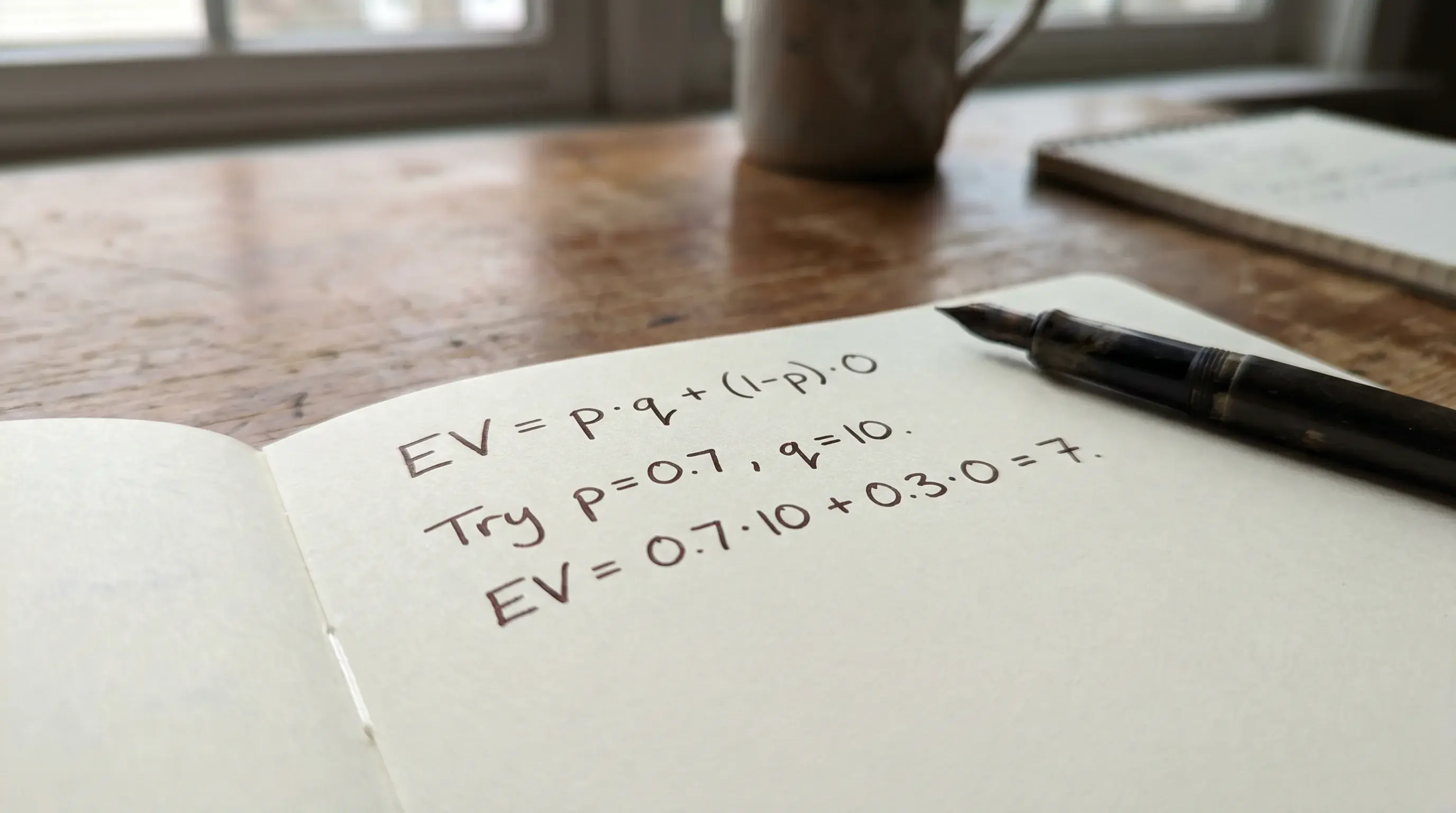 Тефтер с подробен разчет на EV формулата за конкретен боксов залог