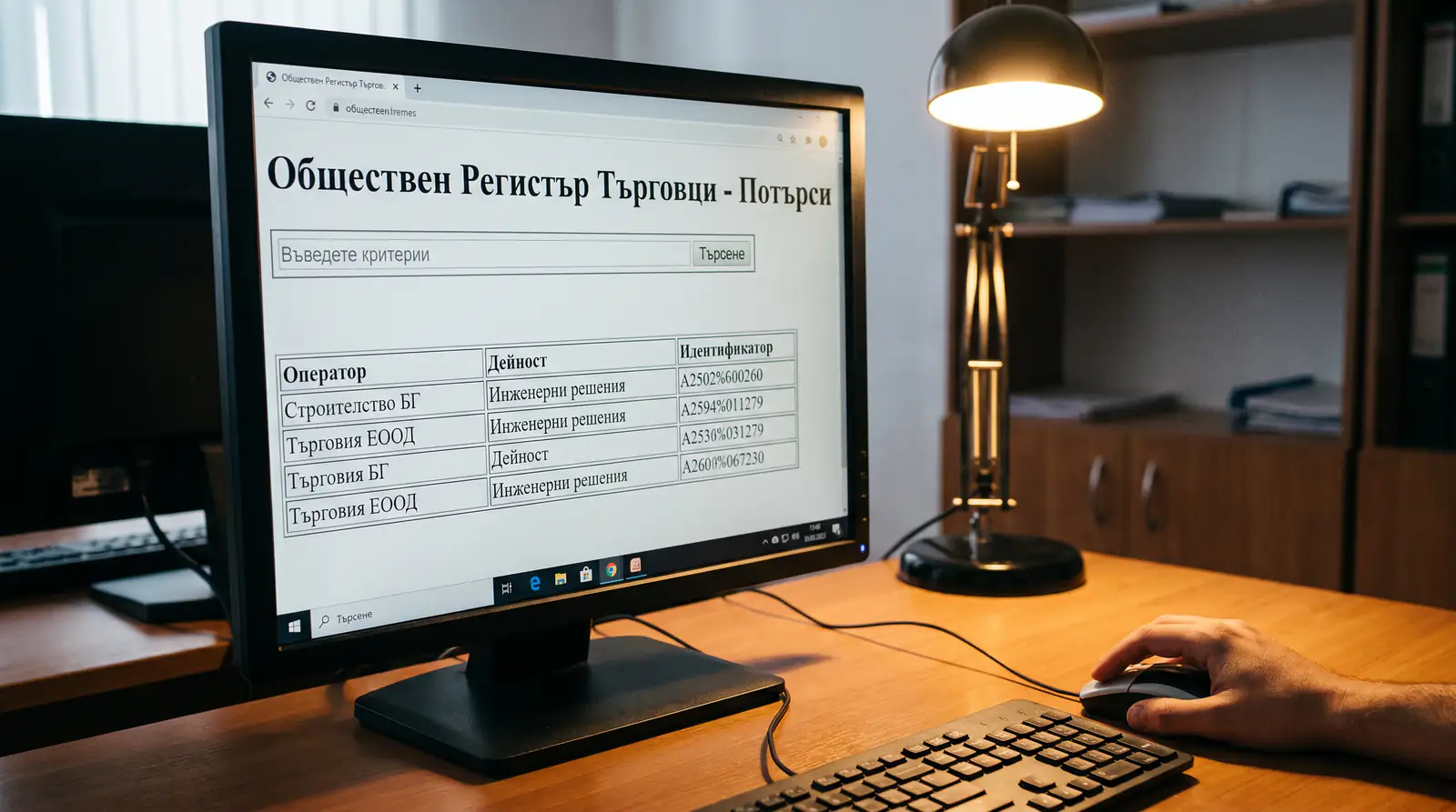Екран с публичен регистър на НАП за проверка на лиценз на букмейкър
